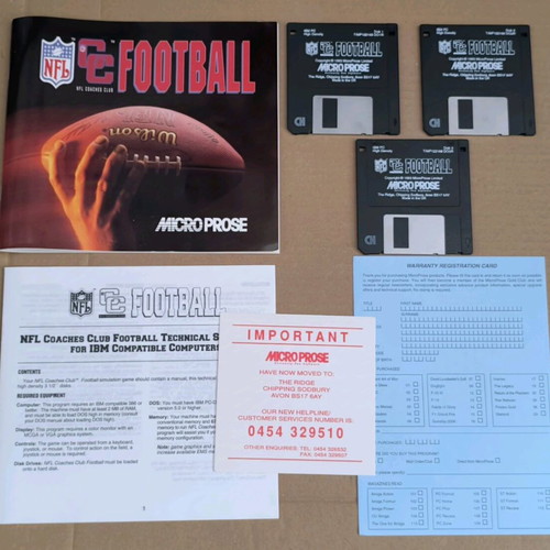 NFL Coaches Club Football MicroProse PC like new, Big Box
