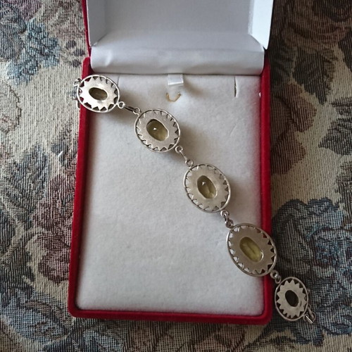 Silver handmade bracelet with natural citrine stones like new