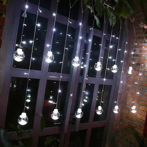 Christmas curtain lights 3m with 10 white LED balls