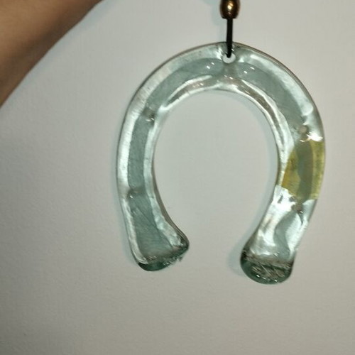 Handmade glass wall horseshoe charm