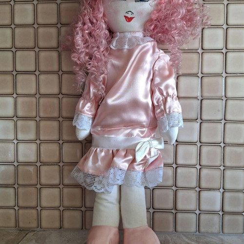 Collectible fabric doll 1980s new, handmade vintage style