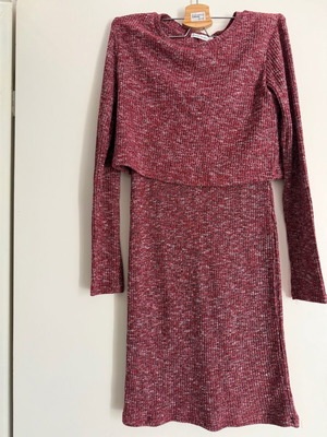 Bershka knitted mini dress burgundy like new, size S