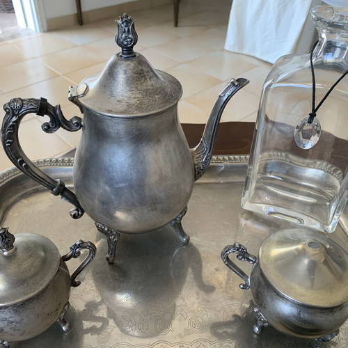 Vintage Leonard Silver Serving Set used with Crystal Decanter and Tray