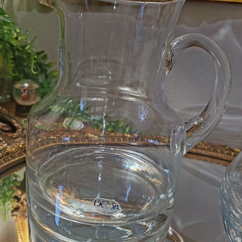 Vintage solid glass set – large jug (1200 ml) and balloon vase (900 ml)