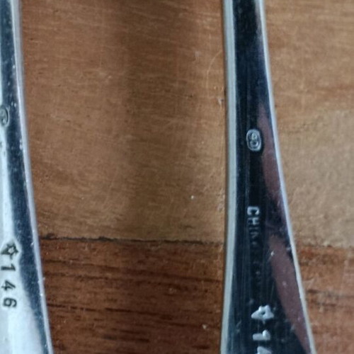 Silver-plated forks and spoons used, set of 14, vintage design
