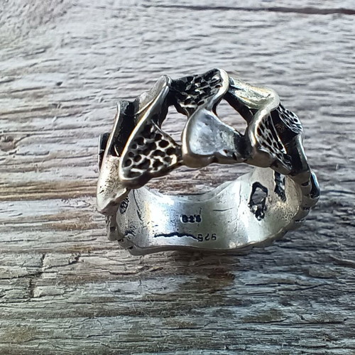 Vintage 925 Silver Ring size 61, handmade grunge biker design