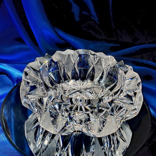 Vintage crystal ashtrays set of 2, lead crystal Bohemia, like new