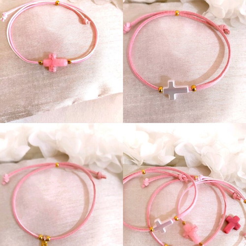 Handmade baptism witness bracelets with suede cords and crosses
