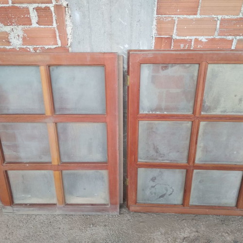 Oregon wooden double opening window and shutters set like new without frame