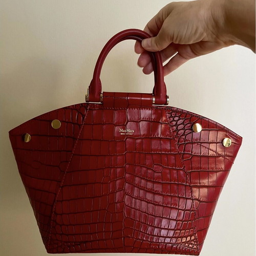 Max Mara Anita leather bag crossbody like new, red with croc texture