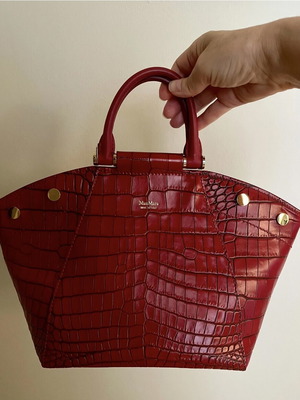 Max Mara Anita leather bag crossbody like new, red with croc texture