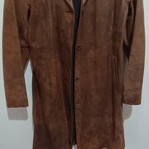 Leather coat, brown, size M, feminine cut