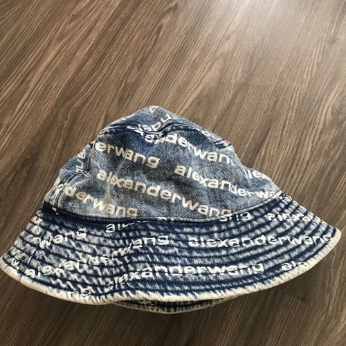 Alexander Wang denim bucket hat new, one size, white and blue