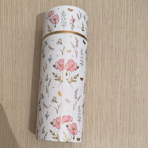 Decorative box like new with flowers made of hard cardboard