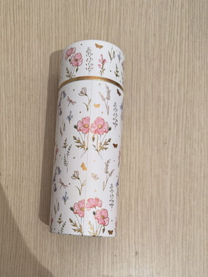 Decorative box like new with flowers made of hard cardboard
