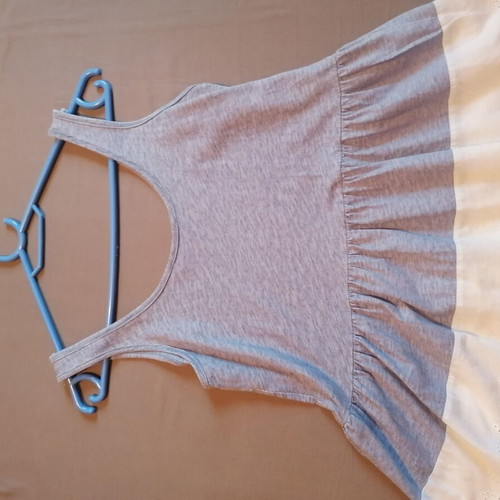 Viva top with lace trim like new, size S/M, white and blue