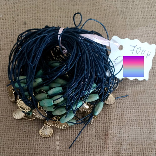 Baptism favors for boy new with metal shell, eye bead and wooden bead, 70 pcs