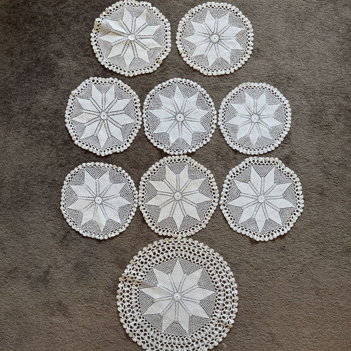 Set of 9 handmade embroidery and lace used