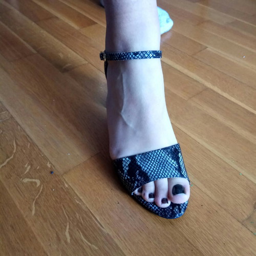 Snake skin sandals grey/black new, leather size 41
