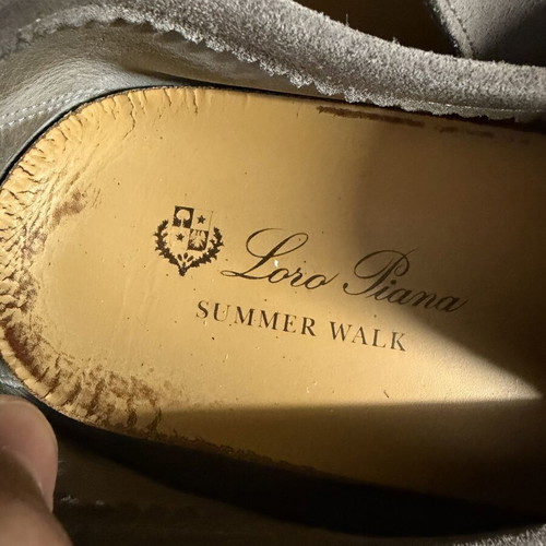 Loro Piana Summer Walks grey moccasin shoes size 43.5
