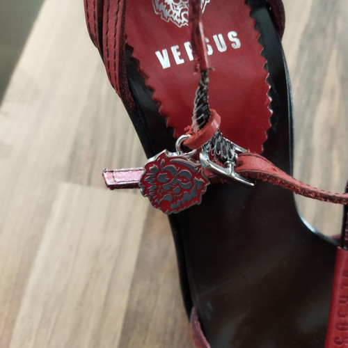 Versace sandals size 37 like new, red leather with metal details