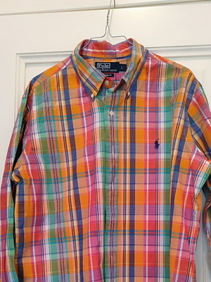 Polo Ralph Lauren men's plaid shirt L custom fit like new, 100% cotton