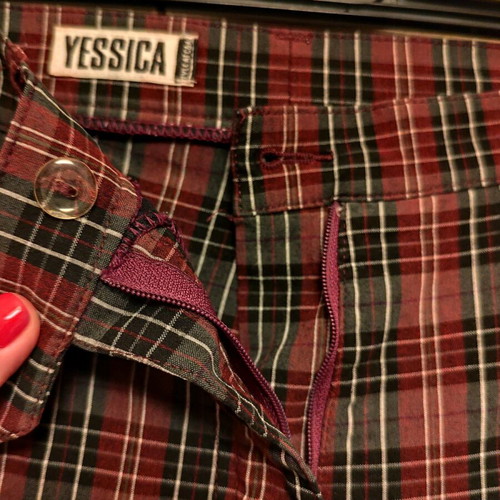 Checked pants used, size M, black and red