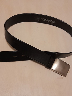 Leather black belt used, size 100 cm