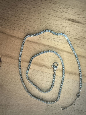 Tennis Necklace with Strass, new, silver color
