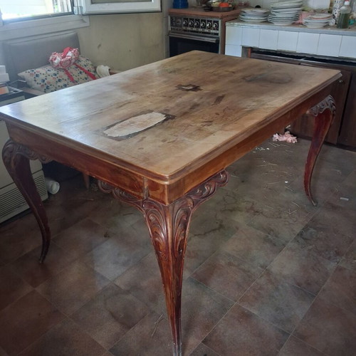 Wooden antique table used, solid wood 90x135 cm