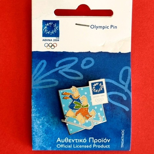 Olympic pin badges Athens 2004, pack of 4, new, mascot Christmas 2002 theme