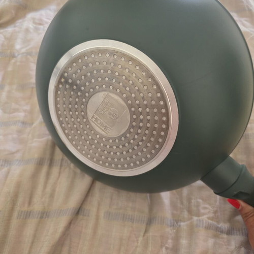 Wok pan Glow and Beauty with green handle, nonstick, new