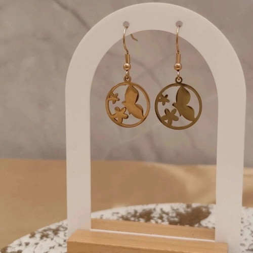 Steel hanging earrings new, gold-colored