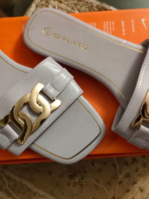 Mules with square toe and metallic detail new, size 40, purple gray