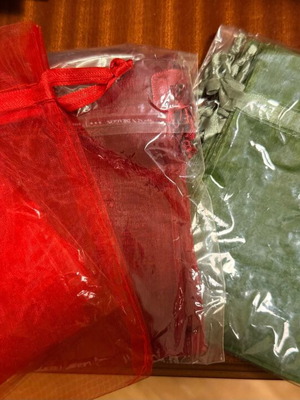 Gift pouch set new, organza and fabric, various colors
