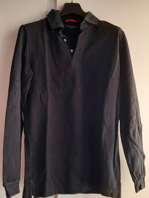 Oxford Company long-sleeve polo shirt size L, like new, 100% cotton, black