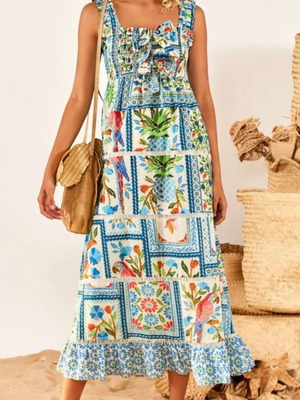 Farm Rio maxi dress XL new, colorful tropical print
