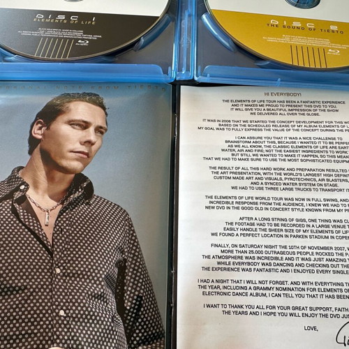 Tiesto Elements of Life World Tour 2x Blu-ray discs like new