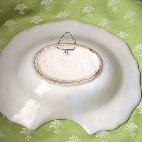 French Faience Barber's Bowl 18th Century used, hand-painted