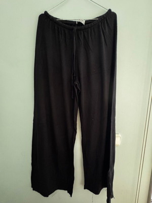 Wide leg pants, black, plus sizes XXL to 4XL