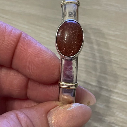 Silver-gold 950 585 bracelet with semi-precious stone used