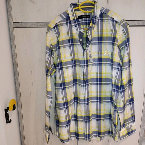 Bossini men's cotton shirt XL new, blue and yellow