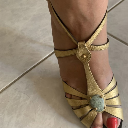 Valentino Garavani leather sandals used, gold color, size 38