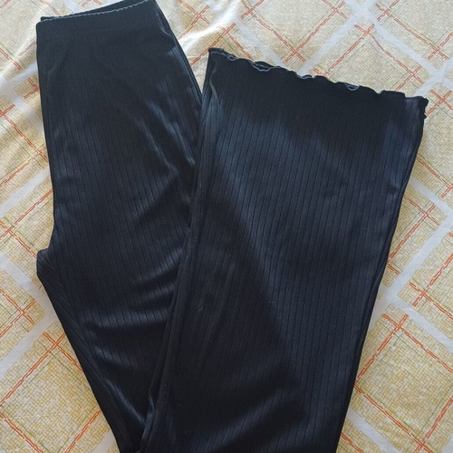 Black summer pants small size, like new, striped weave