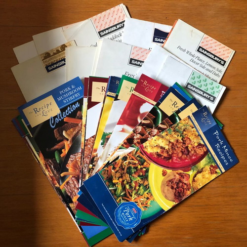 90s Recipe Cards and Leaflets used, English