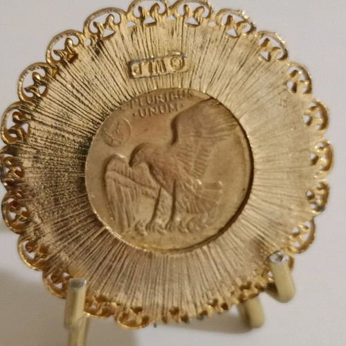 Eisenhower decorative gold-plated medal used, galvanized, vintage jewelry