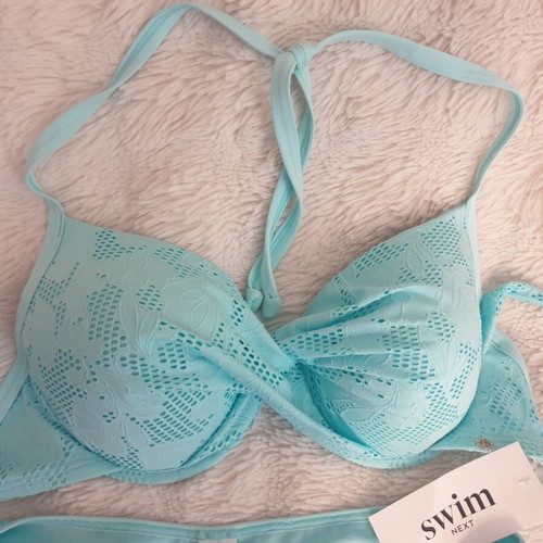 Next Mint Green Lace Padded Wired Plunge Bikini Set new with tags