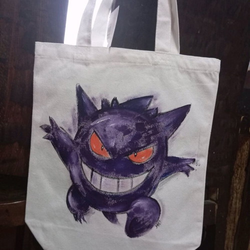 Pokemon Gengar fabric bag new, hand-painted