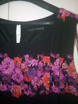 Atmosphere dress new, black with colorful floral prints, size L