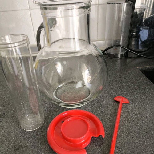 Glass pitcher Made in Italy like new with ice container and stirrer